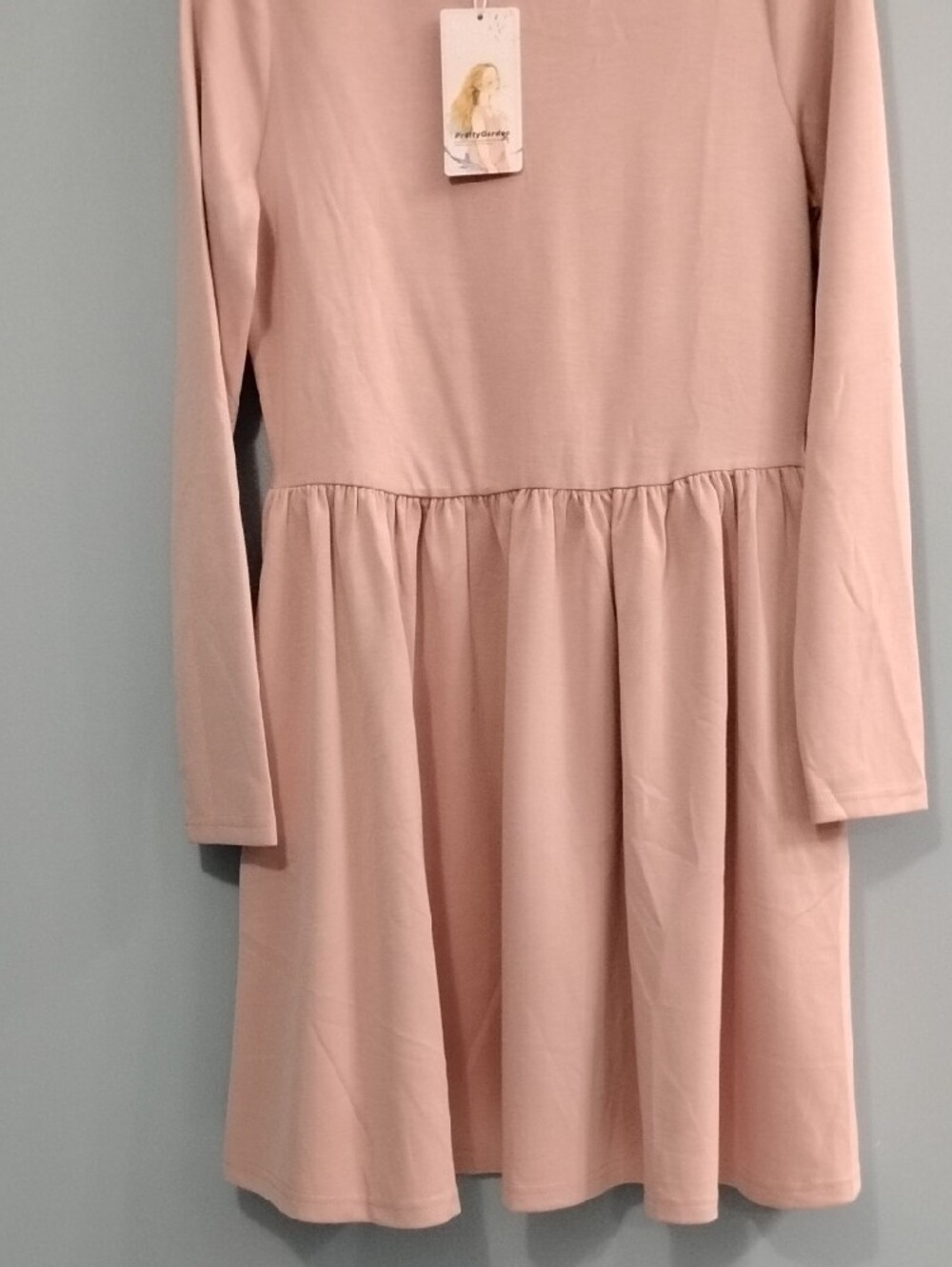 NWT Pretty Garden 🏡 Long Sleeve Women's Dress in Soft Pink Size Medium - Picture 5 of 9